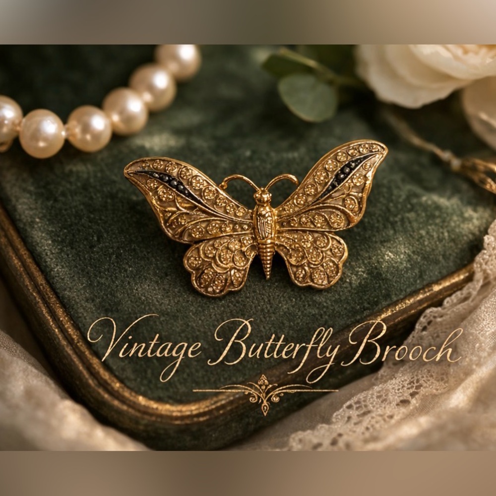 Elegant VINTAGE Sterling Silver Germany Butterfly BROOCH Pin Sparkly Wings